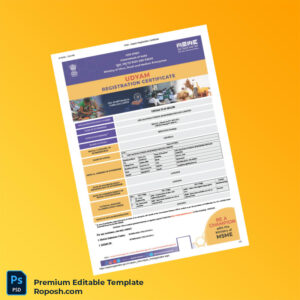 Customizable India Ministry of Micro Small and Medium Enterprises MSME Registration Certificate Editable Word & PDF Template 2 page Customizable India Ministry of Micro Small and Medium Enterprises MSME Registration Certificate Editable Word & PDF Template 2 page