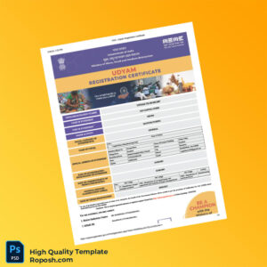 India Ministry of Micro Small and Medium Enterprises MSME Registration Certificate Template in Word and PDF formats 4 page India Ministry of Micro Small and Medium Enterprises MSME Registration Certificate Template in Word and PDF formats 4 page