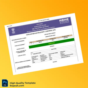 India Ministry of Micro Small and Medium Enterprises Udyam Registration Certificate Template in Word and PDF formats 5 page India Ministry of Micro Small and Medium Enterprises Udyam Registration Certificate Template in Word and PDF formats 5 page