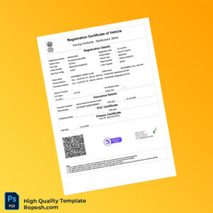 India Ministry of Road Transport and Highways Vehicle Registration Certificate Template in Word and PDF formats India Ministry of Road Transport and Highways Vehicle Registration Certificate Template in Word and PDF formats
