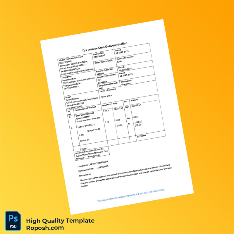 India Muki I T Solutions Invoice Template in Word and PDF formats India Muki I T Solutions Invoice Template in Word and PDF formats
