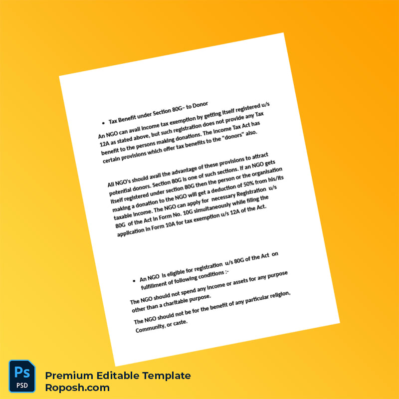 Customizable India NGO Registration Act Document Editable Word & PDF Template 6 page Customizable India NGO Registration Act Document Editable Word & PDF Template 6 page