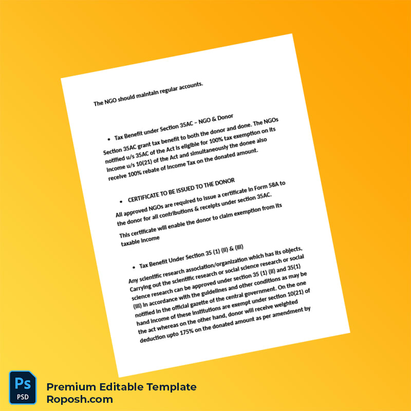 Customizable India NGO Registration Act Document Editable Word & PDF Template 6 page Customizable India NGO Registration Act Document Editable Word & PDF Template 6 page