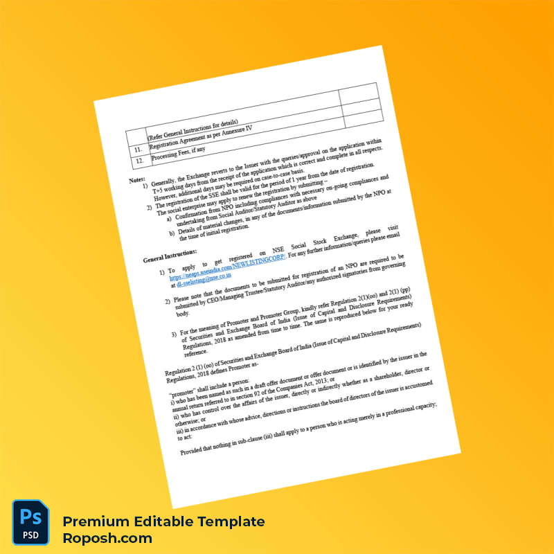 Customizable India NSE Checklist for Registration of Not-for-Profit Organization Editable Word & PDF Template 3 page Customizable India NSE Checklist for Registration of Not-for-Profit Organization Editable Word & PDF Template 3 page