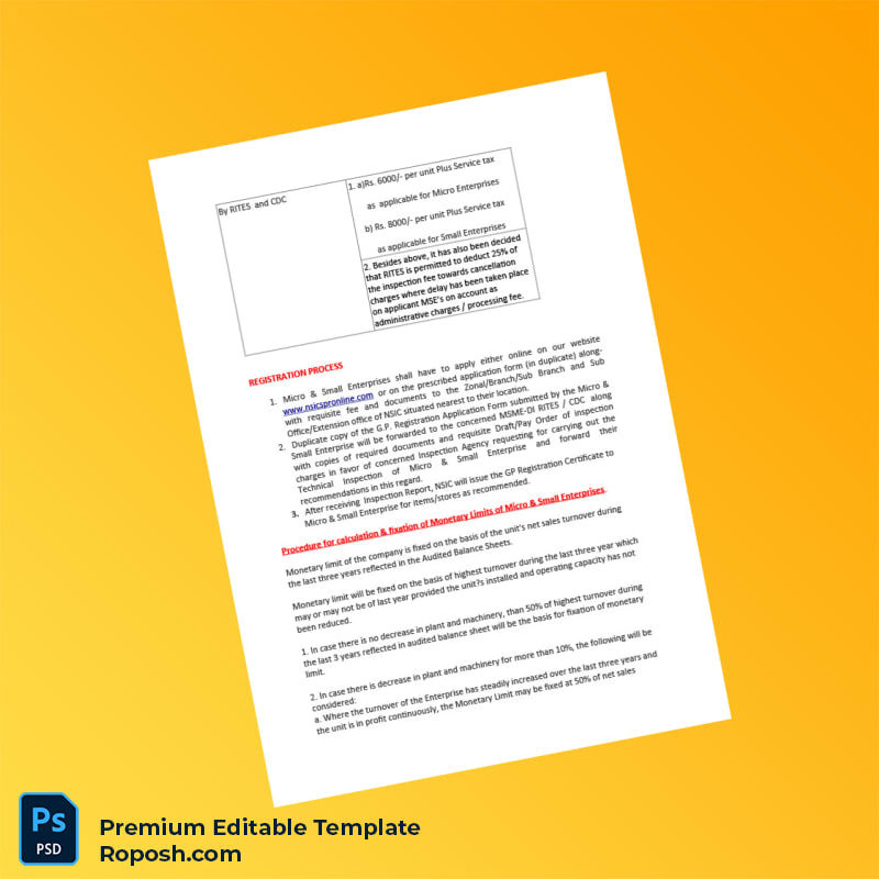 Customizable India NSIC Single Point Registration Certificate Editable Word & PDF Template 6 page Customizable India NSIC Single Point Registration Certificate Editable Word & PDF Template 6 page