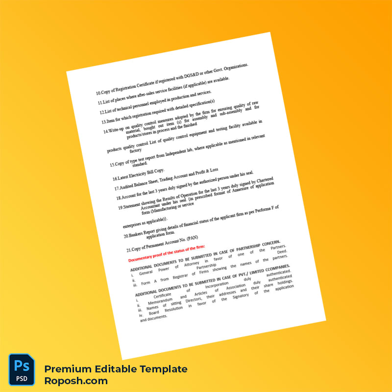 Customizable India NSIC Single Point Registration Certificate Editable Word & PDF Template 6 page Customizable India NSIC Single Point Registration Certificate Editable Word & PDF Template 6 page