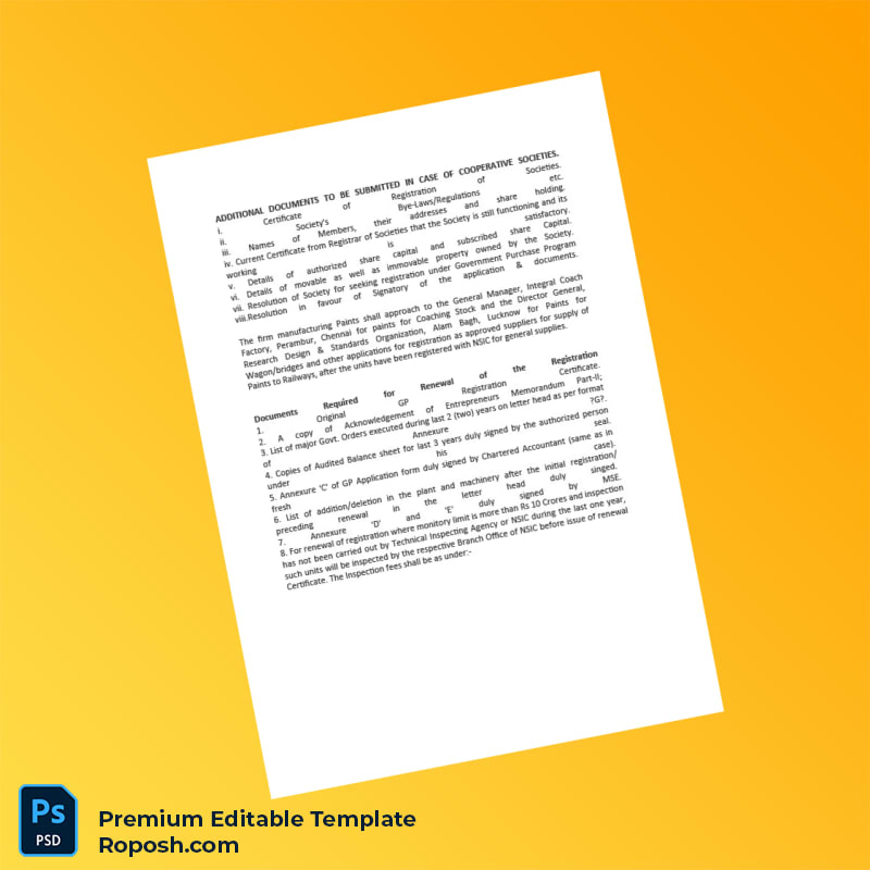 Customizable India NSIC Single Point Registration Certificate Editable Word & PDF Template 6 page Customizable India NSIC Single Point Registration Certificate Editable Word & PDF Template 6 page