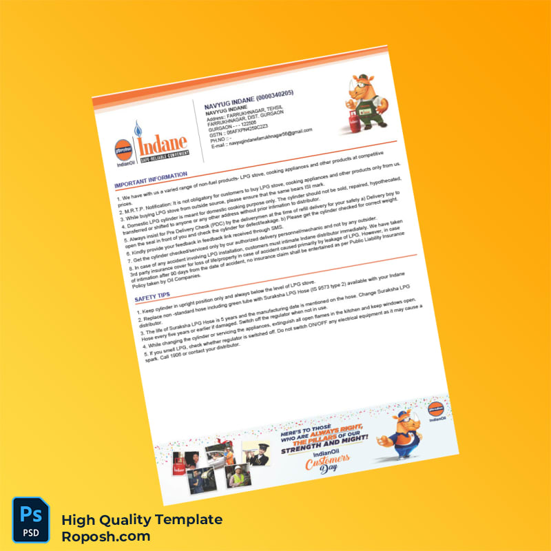 India Navyug Indane Tax Invoice Template in Word and PDF formats 2 page India Navyug Indane Tax Invoice Template in Word and PDF formats 2 page