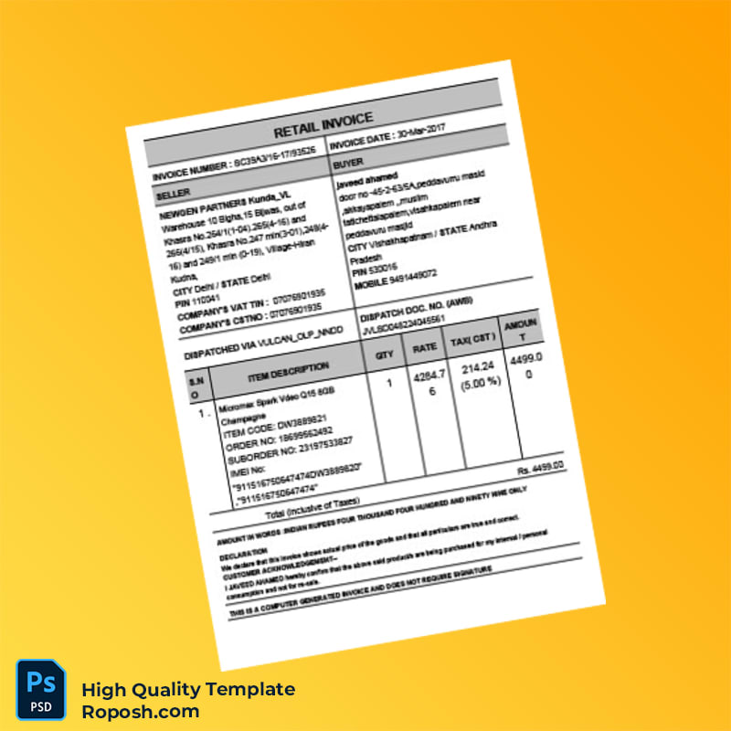 India Newgen Partners Invoice Template in Word and PDF formats India Newgen Partners Invoice Template in Word and PDF formats