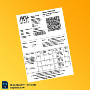 India Nykaa Fashion Invoice Template in Word and PDF formats 2 page