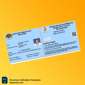 Customizable India Odisha Nurses and Midwives Registration Certificate Editable Word & PDF Template Customizable India Odisha Nurses and Midwives Registration Certificate Editable Word & PDF Template