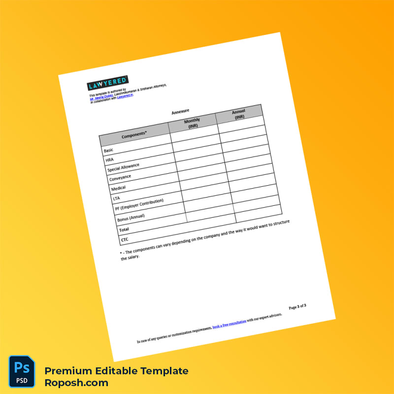 Customizable India Offer Letter Word & PDF Template 3 page Customizable India Offer Letter Word & PDF Template 3 page