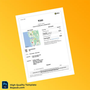 India Ola Prime Sedan Invoice Template in Word and PDF formats 3 page