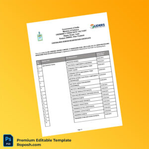 India Ordnance Parachute Factory Combined Registration Certificate Editable Word & PDF Template 3 page