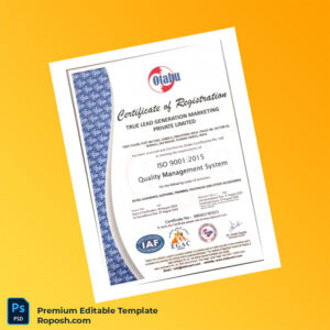 Customizable India Otabu Certificate of Registration Editable Word & PDF Template