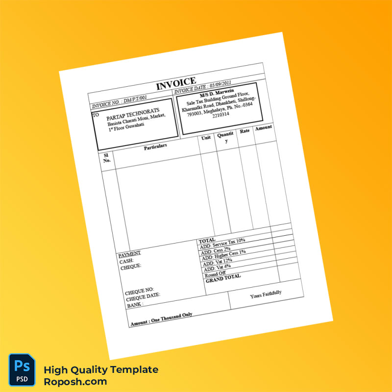 India Partap Technorats Invoice Template in Word and PDF formats 2 page India Partap Technorats Invoice Template in Word and PDF formats 2 page