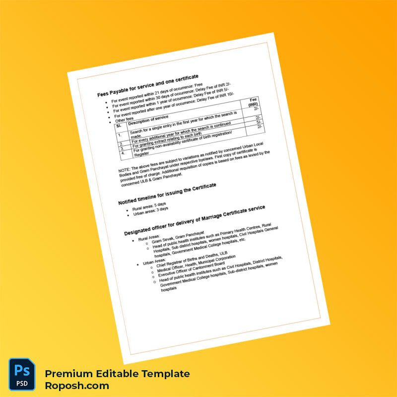 Customizable India Public Health Department Death Registration Certificate Editable Word & PDF Template 4 page Customizable India Public Health Department Death Registration Certificate Editable Word & PDF Template 4 page