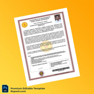 Customizable India Public Works Department Unemployed Engineer s Registration Certificate Editable Word & PDF Template Customizable India Public Works Department Unemployed Engineer s Registration Certificate Editable Word & PDF Template