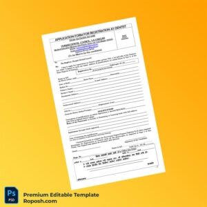 Customizable India Punjab Dental Council Registration Form Editable Word & PDF Template 4 page