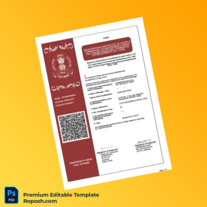 Customizable India Punjab Shops and Commercial Establishments Registration Certificate Editable Word & PDF Template 3 page