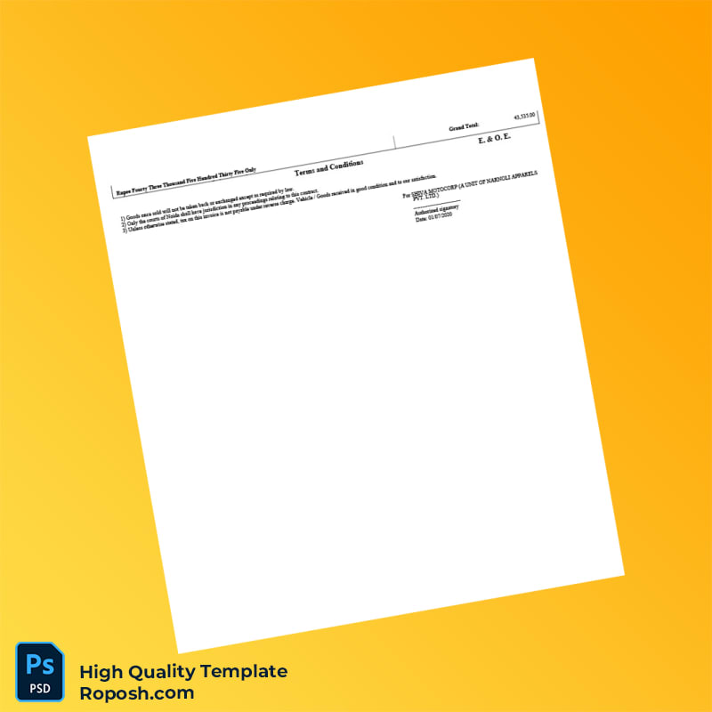 India Pvt Ltd Tax Invoice Template in Word and PDF formats 2 page India Pvt Ltd Tax Invoice Template in Word and PDF formats 2 page