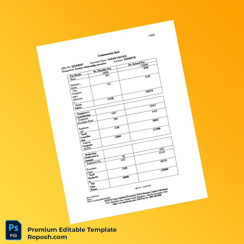 Customizable India Quess Corp Employment Verification Letter Word & PDF Template 8 page Customizable India Quess Corp Employment Verification Letter Word & PDF Template 8 page