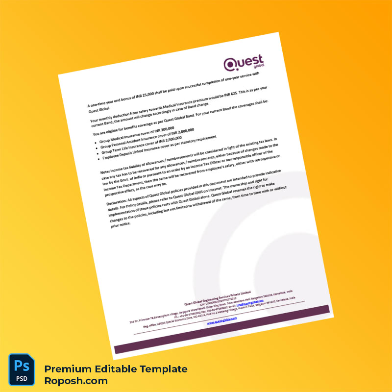 Customizable India Quest Global Employment Verification Letter Word & PDF Template 5 page Customizable India Quest Global Employment Verification Letter Word & PDF Template 5 page