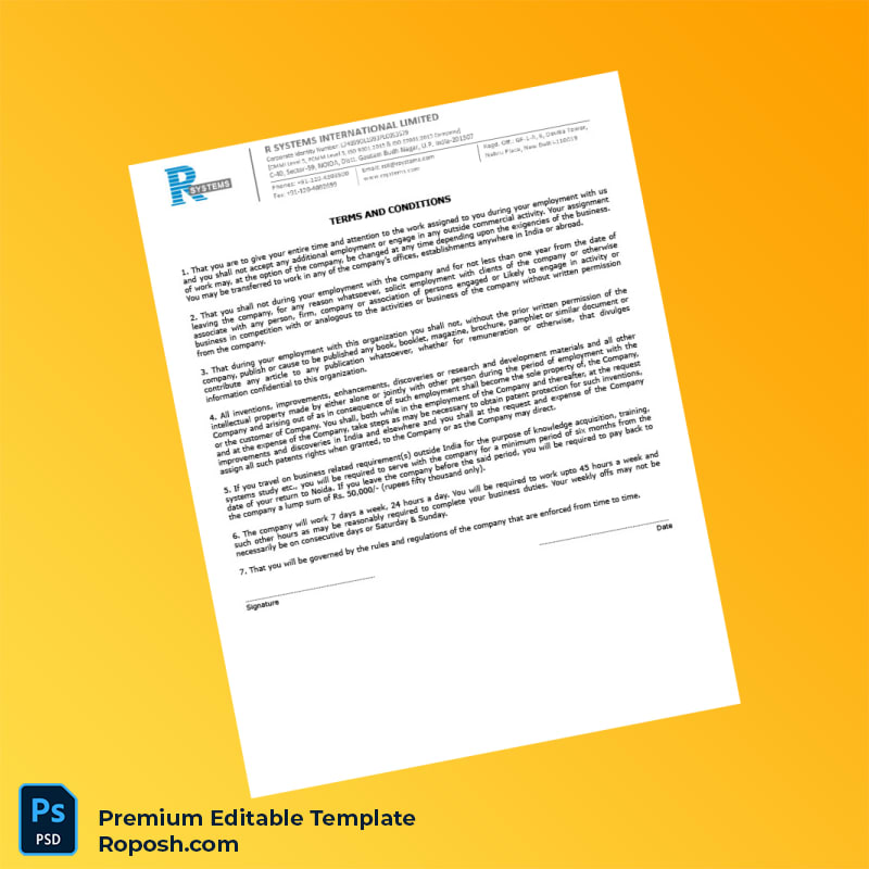 Customizable India R Systems International Limited Appointment Letter Word & PDF Template 5 page Customizable India R Systems International Limited Appointment Letter Word & PDF Template 5 page