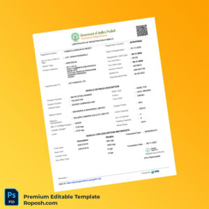 India RTA Prakasam Registration Certificate Template Word and PDF Template India RTA Prakasam Registration Certificate Template Word and PDF Template
