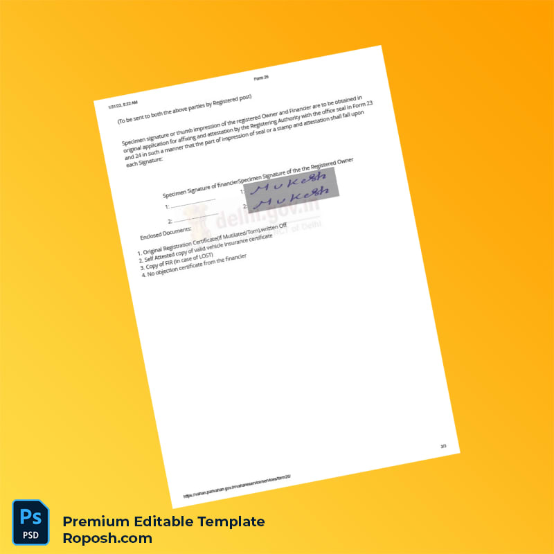 Customizable India Rajpur Road Motor Vehicle Registration Certificate Editable Word & PDF Template 3 page Customizable India Rajpur Road Motor Vehicle Registration Certificate Editable Word & PDF Template 3 page