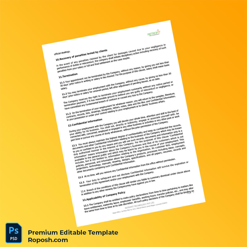 Customizable India Recruity Technology Pvt Ltd Appointment Letter Word & PDF Template 4 page Customizable India Recruity Technology Pvt Ltd Appointment Letter Word & PDF Template 4 page