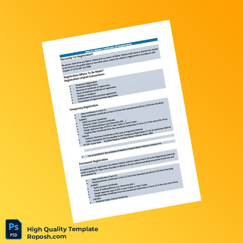 India Registering Authority Certificate of Registration Template in Word and PDF formats 4 page India Registering Authority Certificate of Registration Template in Word and PDF formats 4 page