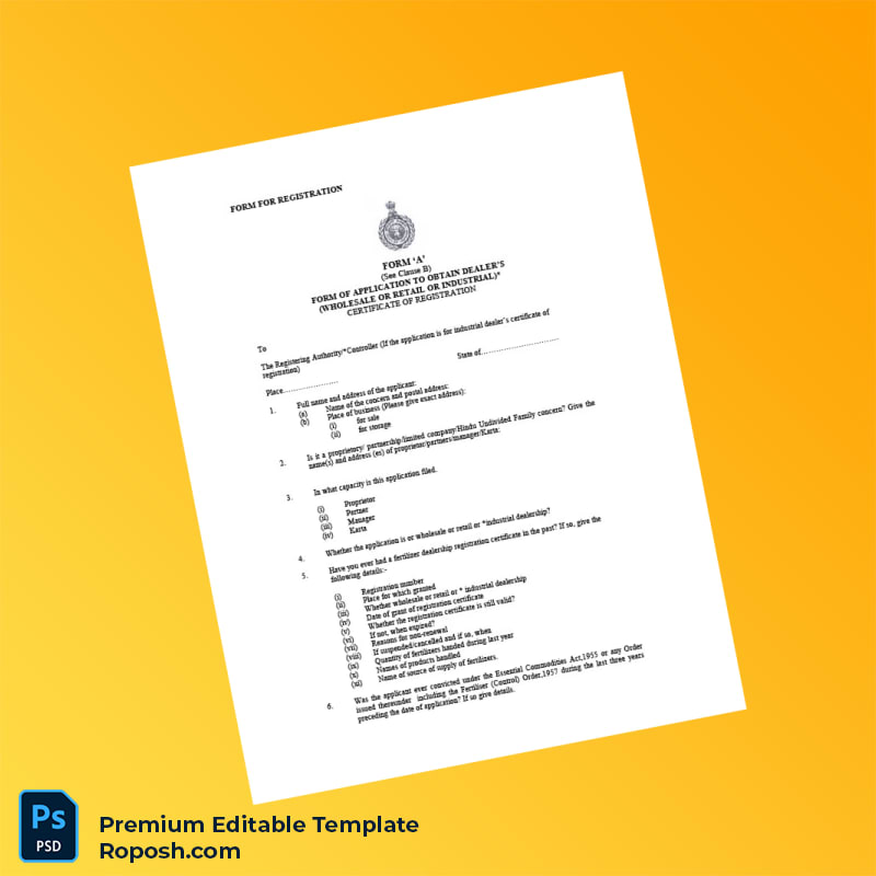 Customizable India Registering Authority Dealer s Certificate of Registration Editable Word & PDF Template 2 page Customizable India Registering Authority Dealer s Certificate of Registration Editable Word & PDF Template 2 page