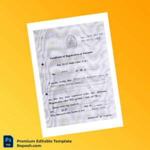 India Registrar of Societies Editable Trust Registration Certificate Editable Word & PDF Template