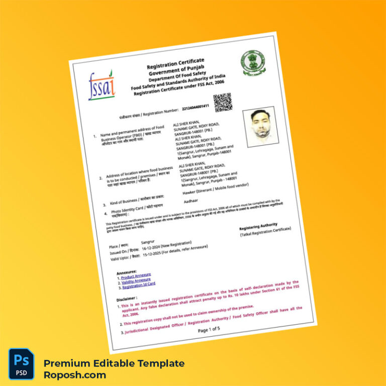 India Registration Certificate Editable Amendment Certificate Editable ...