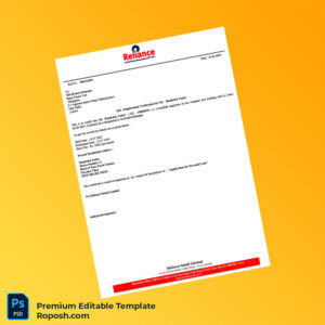 Customizable India Reliance Retail Limited Employment Verification Letter Word & PDF Template