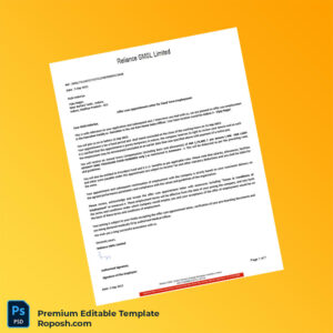 Customizable India Reliance SMSL Limited Salary Certificate Word & PDF Template 7 page