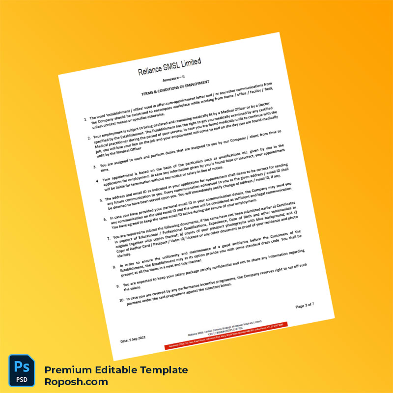 Customizable India Reliance SMSL Limited Salary Certificate Word & PDF Template 7 page Customizable India Reliance SMSL Limited Salary Certificate Word & PDF Template 7 page