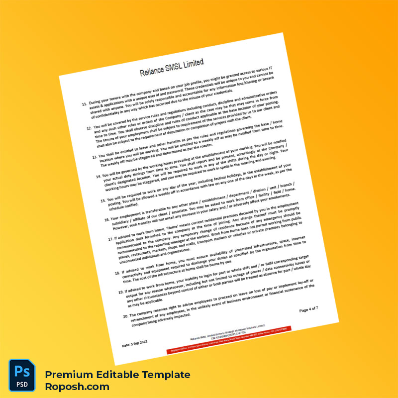 Customizable India Reliance SMSL Limited Salary Certificate Word & PDF Template 7 page Customizable India Reliance SMSL Limited Salary Certificate Word & PDF Template 7 page