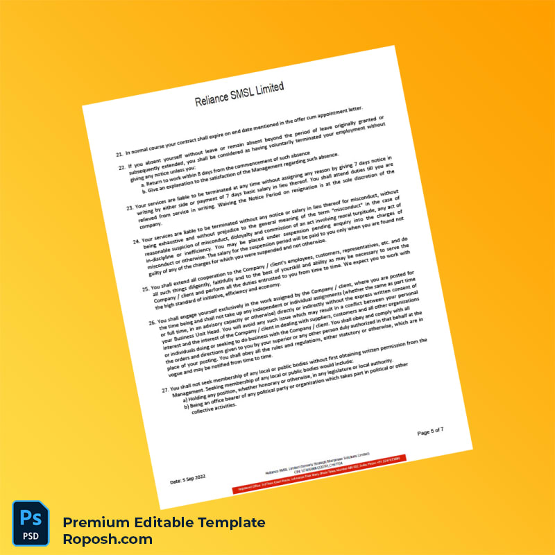 Customizable India Reliance SMSL Limited Salary Certificate Word & PDF Template 7 page Customizable India Reliance SMSL Limited Salary Certificate Word & PDF Template 7 page