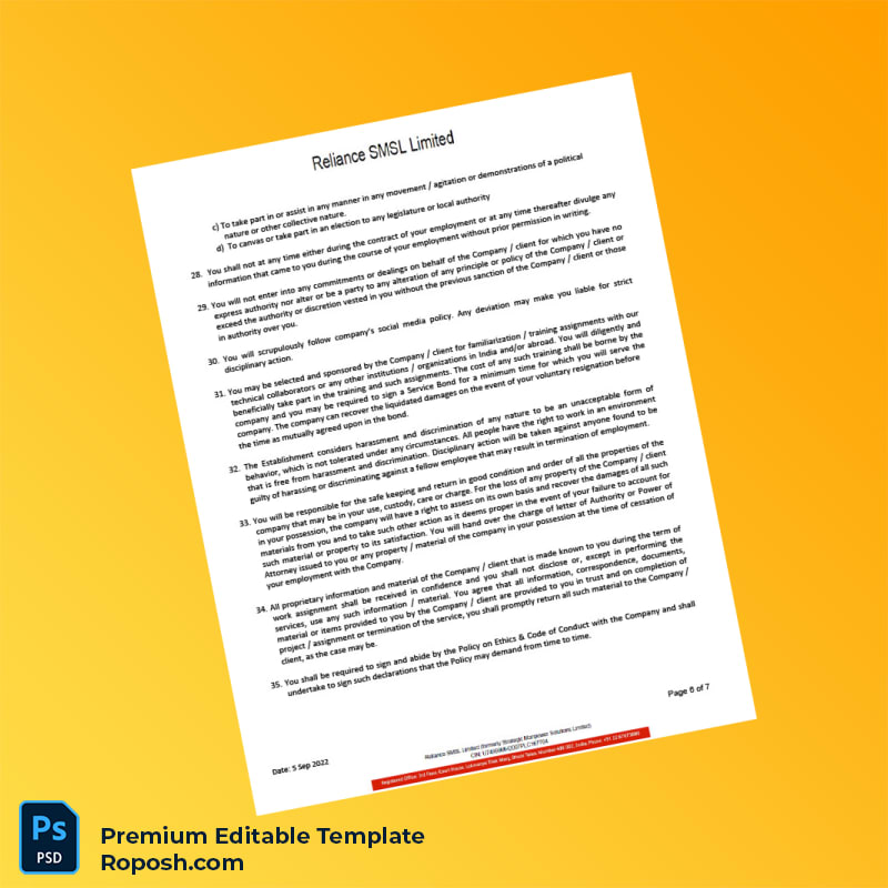 Customizable India Reliance SMSL Limited Salary Certificate Word & PDF Template 7 page Customizable India Reliance SMSL Limited Salary Certificate Word & PDF Template 7 page