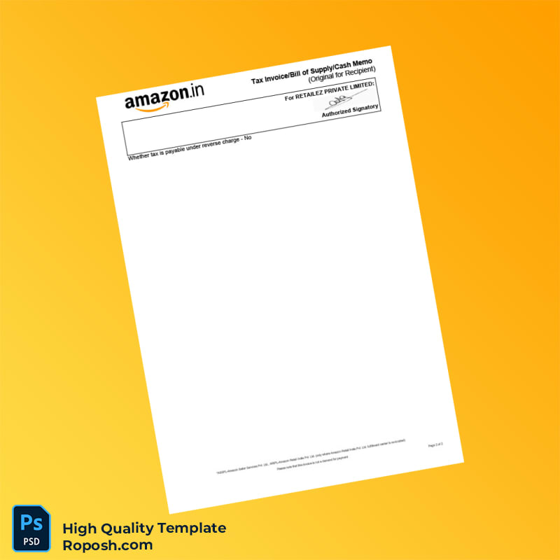 India Retailiez Private Limited Tax Invoice Template in Word and PDF formats 2 page India Retailiez Private Limited Tax Invoice Template in Word and PDF formats 2 page