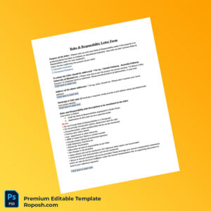 Customizable India Roles Responsibility Letter Form Word & PDF Template 2 page