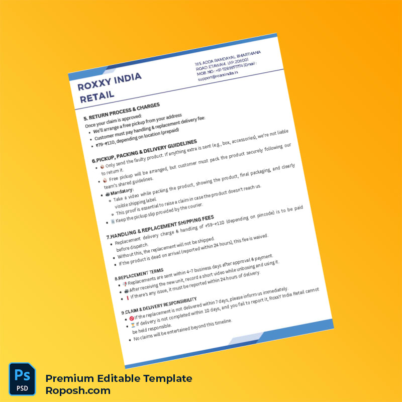 Customizable India RoxxY India Warranty Registration Certificate Editable Word & PDF Template 4 page Customizable India RoxxY India Warranty Registration Certificate Editable Word & PDF Template 4 page