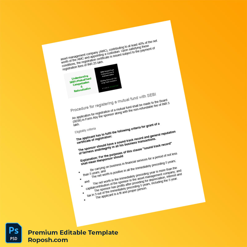 Customizable India SEBI Mutual Fund Registration Certificate Editable Word & PDF Template 4 page Customizable India SEBI Mutual Fund Registration Certificate Editable Word & PDF Template 4 page