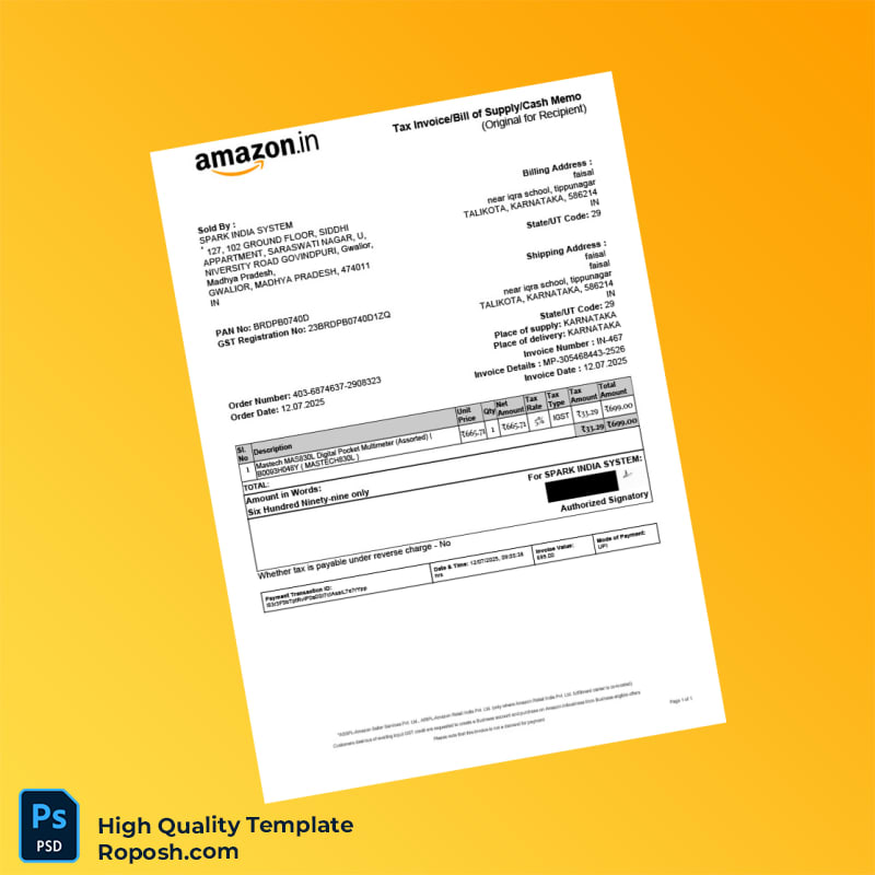 India SPARK INDIA SYSTEM Invoice Template in Word and PDF formats 2 page India SPARK INDIA SYSTEM Invoice Template in Word and PDF formats 2 page