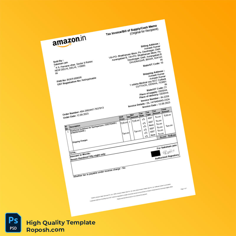 India Saksham Jain Invoice Template in Word and PDF formats India Saksham Jain Invoice Template in Word and PDF formats