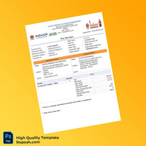 India Savita Indane Gas Services Tax Invoice Template in Word and PDF formats