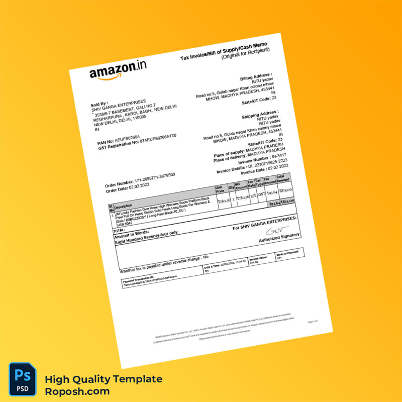 India Shiv Ganga Enterprises Tax Invoice Template in Word and PDF formats India Shiv Ganga Enterprises Tax Invoice Template in Word and PDF formats
