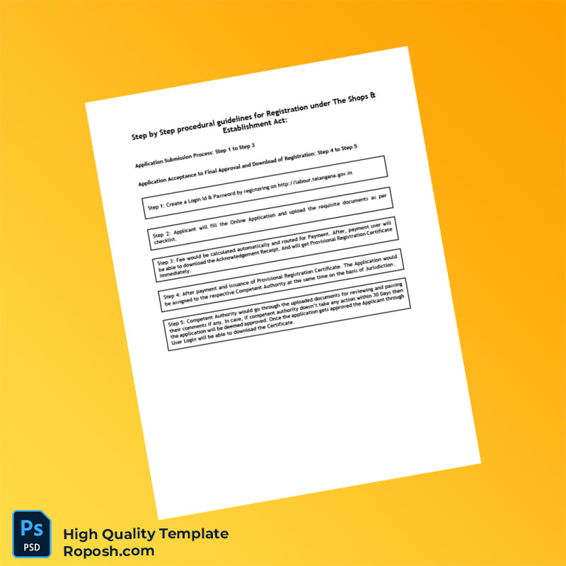 India Shops and Establishments Act Registration Certificate Template in Word and PDF formats 6 page India Shops and Establishments Act Registration Certificate Template in Word and PDF formats 6 page